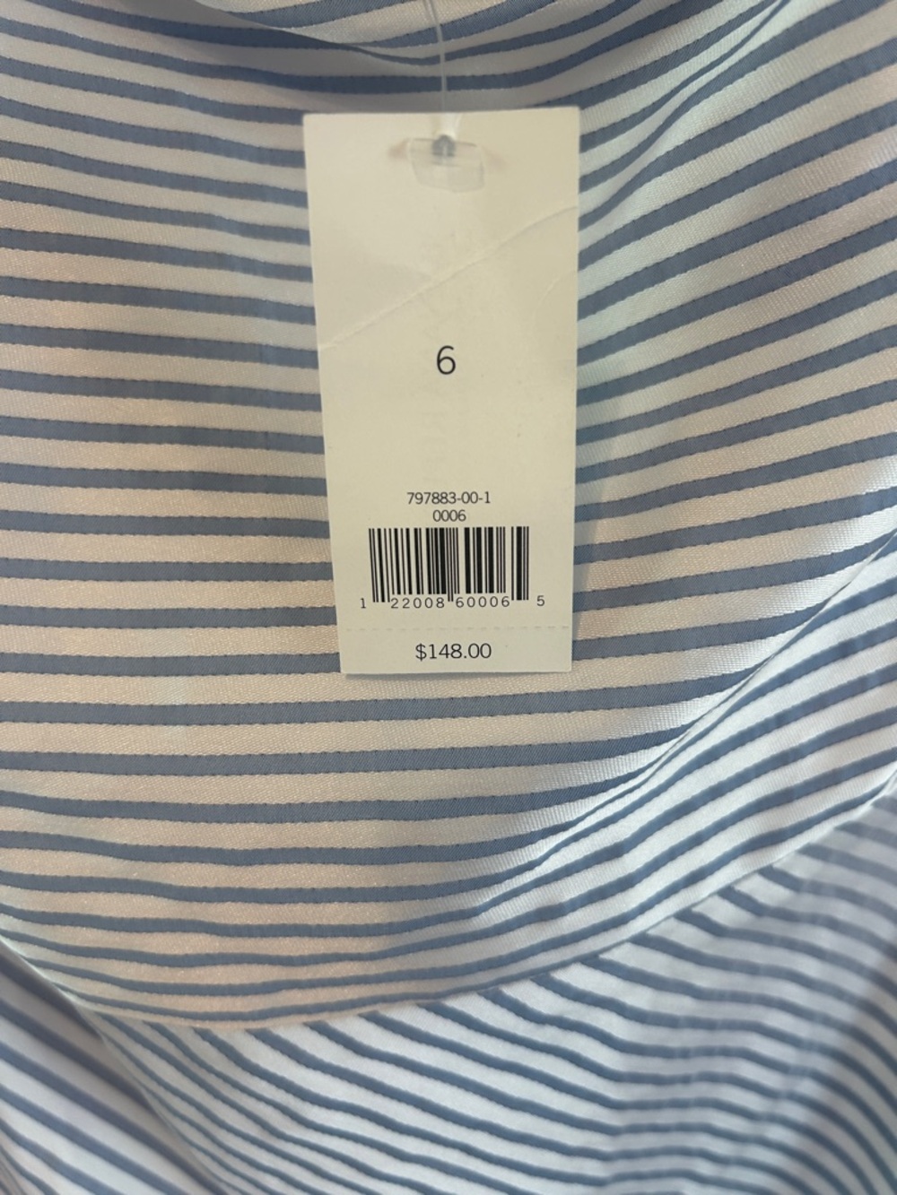 NWT BANANA REPUBLIC Sz8 ONE SHOULDER FIT & FLARE SATIN DRESS STRIPE BLUE - Picture 2 of 5